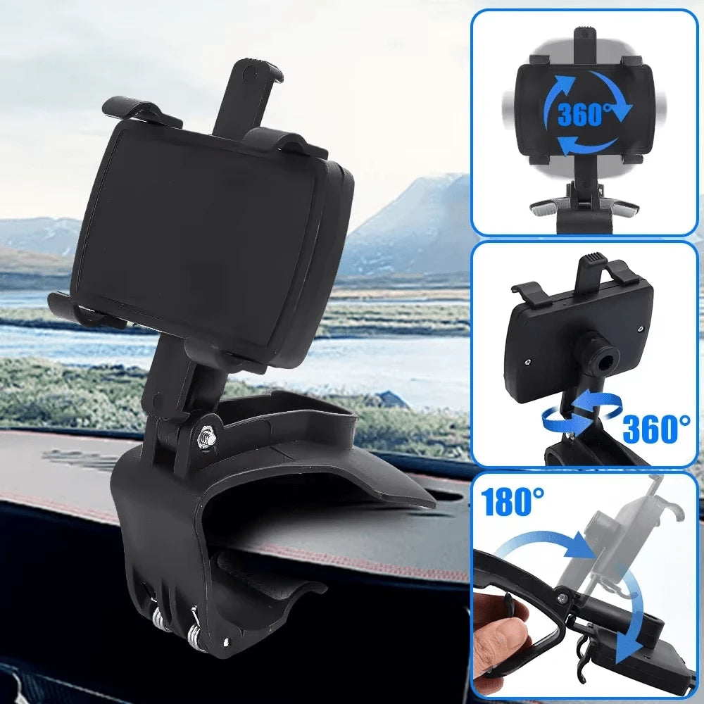 Car Dashboard Phone Holder, Center Console Phone Navigation Mount, Rearview Mirror Sun Visor Phone Stand, Multi-Function