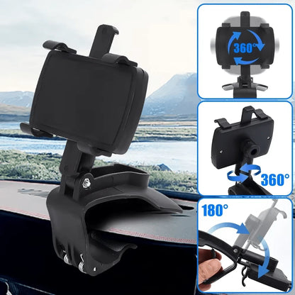 Car Dashboard Phone Holder, Center Console Phone Navigation Mount, Rearview Mirror Sun Visor Phone Stand, Multi-Function
