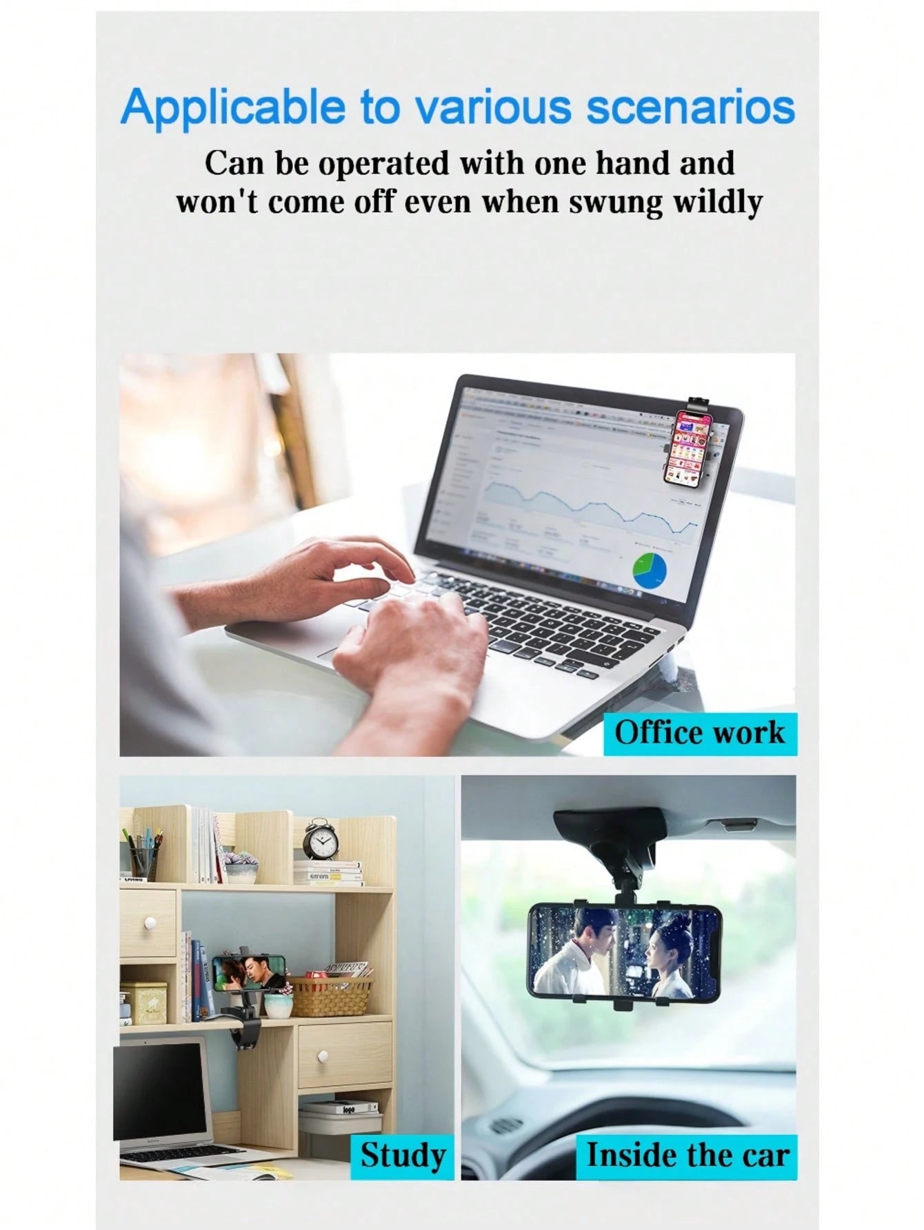 Car Dashboard Phone Holder, HUD Mount Clip-On Universal Navigation Bracket, Air Vent Clip Holder