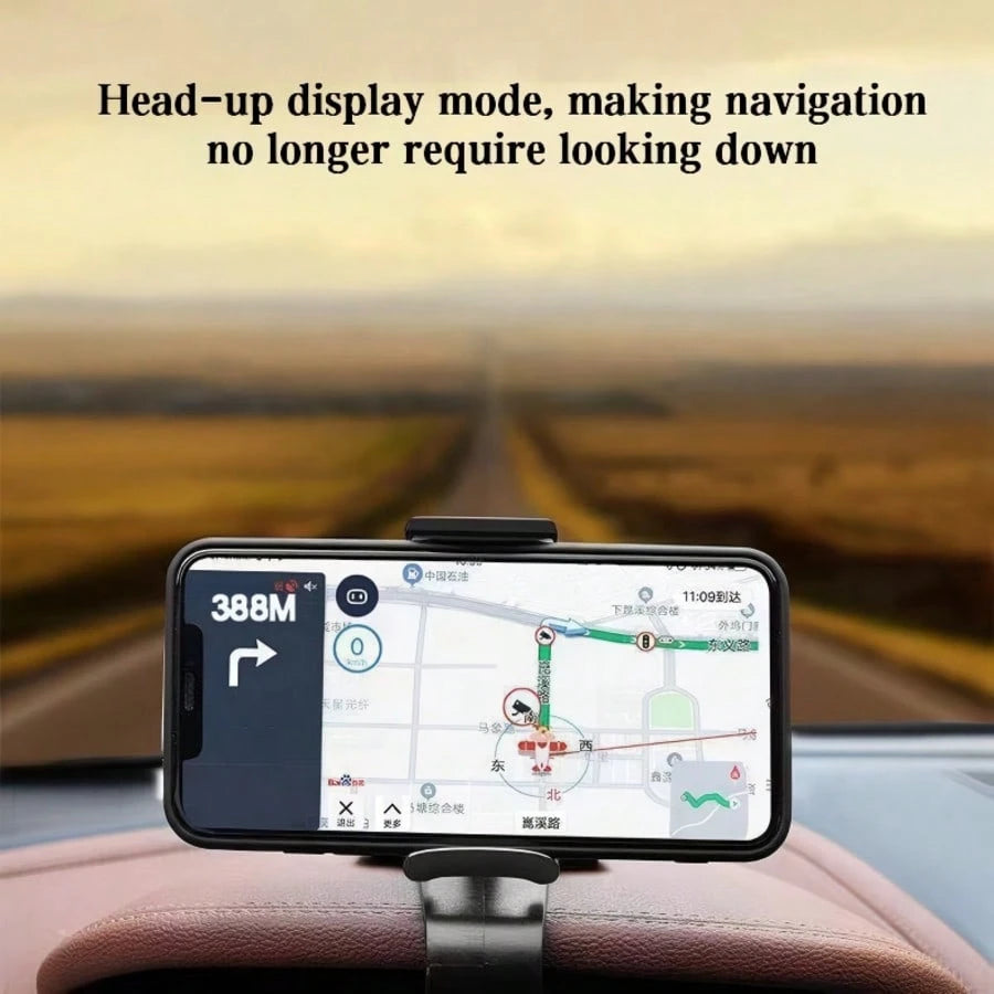 Car Dashboard Phone Holder, HUD Mount Clip-On Universal Navigation Bracket, Air Vent Clip Holder