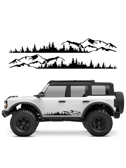 Car Door Side Stickers Graphics Forest Mountain Range Decoration Vinyl Decor Decal Auto Tuning Accessories Universal For Bronco TRX4 RC TRX 4 Renegade Audi BMW Benz Toyota Suabru Suzuki Isuzu Tesla