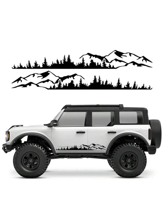 Car Door Side Stickers Graphics Forest Mountain Range Decoration Vinyl Decor Decal Auto Tuning Accessories Universal For Bronco TRX4 RC TRX 4 Renegade Audi BMW Benz Toyota Suabru Suzuki Isuzu Tesla