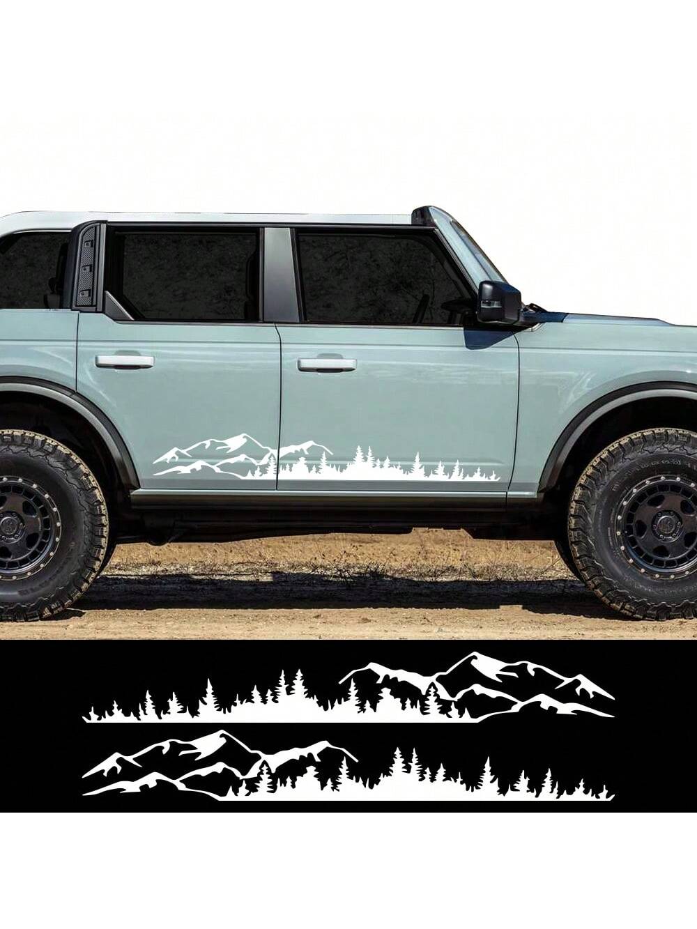 Car Door Side Stickers Graphics Forest Mountain Range Decoration Vinyl Decor Decal Auto Tuning Accessories Universal For Bronco TRX4 RC TRX 4 Renegade Audi BMW Benz Toyota Suabru Suzuki Isuzu Tesla