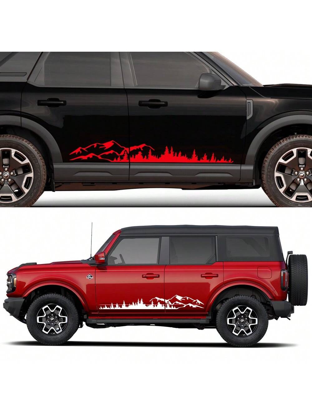 Car Door Side Stickers Graphics Forest Mountain Range Decoration Vinyl Decor Decal Auto Tuning Accessories Universal For Bronco TRX4 RC TRX 4 Renegade Audi BMW Benz Toyota Suabru Suzuki Isuzu Tesla