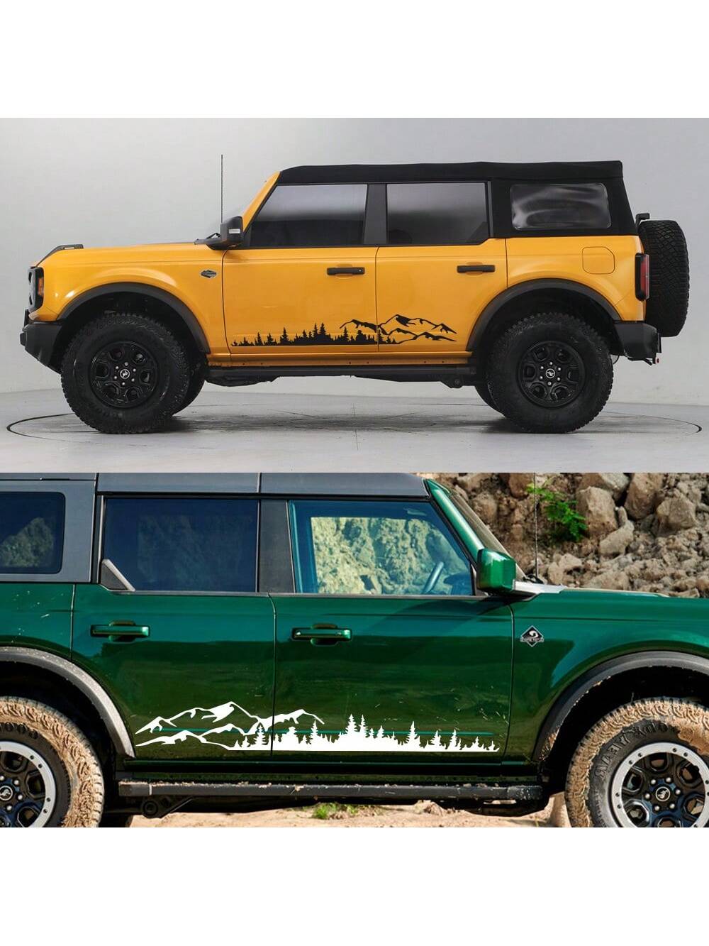 Car Door Side Stickers Graphics Forest Mountain Range Decoration Vinyl Decor Decal Auto Tuning Accessories Universal For Bronco TRX4 RC TRX 4 Renegade Audi BMW Benz Toyota Suabru Suzuki Isuzu Tesla