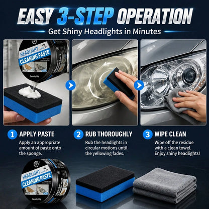 Car Headlight Restoration Kit, Ceramic Headlight Cleaner & Restorer, Removes Scratches,Oxidation & Yellowing, Nano Coating With Sponge Applicator For All Car Lamps, Long-LastingClear Finish Headlight