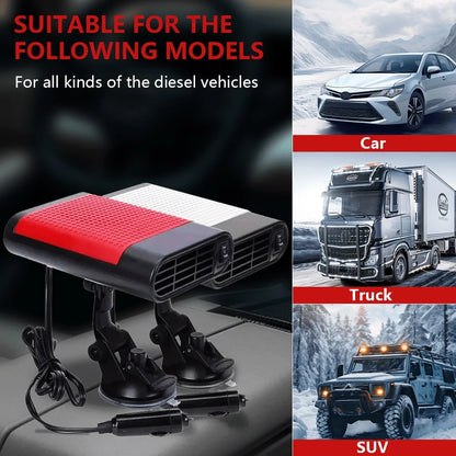 Car Heater- 12V USB Portable Heating Suction Cup Car Windshield/Center Console Heater Compatible With Multiple Vehicles