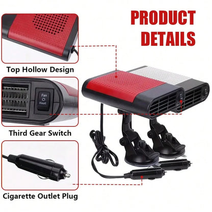 Car Heater- 12V USB Portable Heating Suction Cup Car Windshield/Center Console Heater Compatible With Multiple Vehicles
