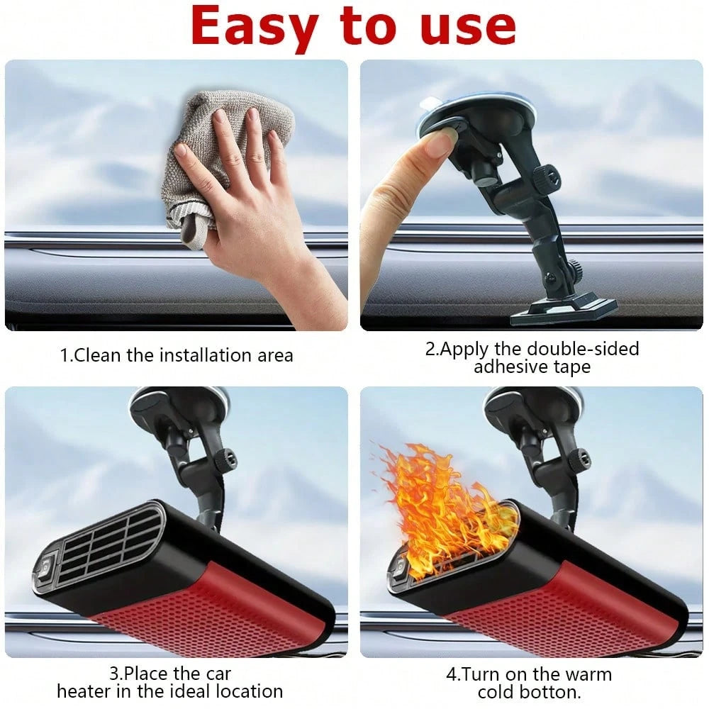 Car Heater- 12V USB Portable Heating Suction Cup Car Windshield/Center Console Heater Compatible With Multiple Vehicles