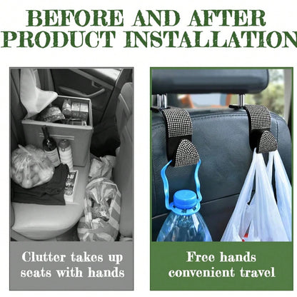 Car Interior 4pcs Glittering Car Hook, Car Seat Headrest Multifunctional Hook, Universal Car Interior Accessories, Crystal Rear Seat Rack For Men And Women Storage Finishing Bag, Car Accessories Car H
