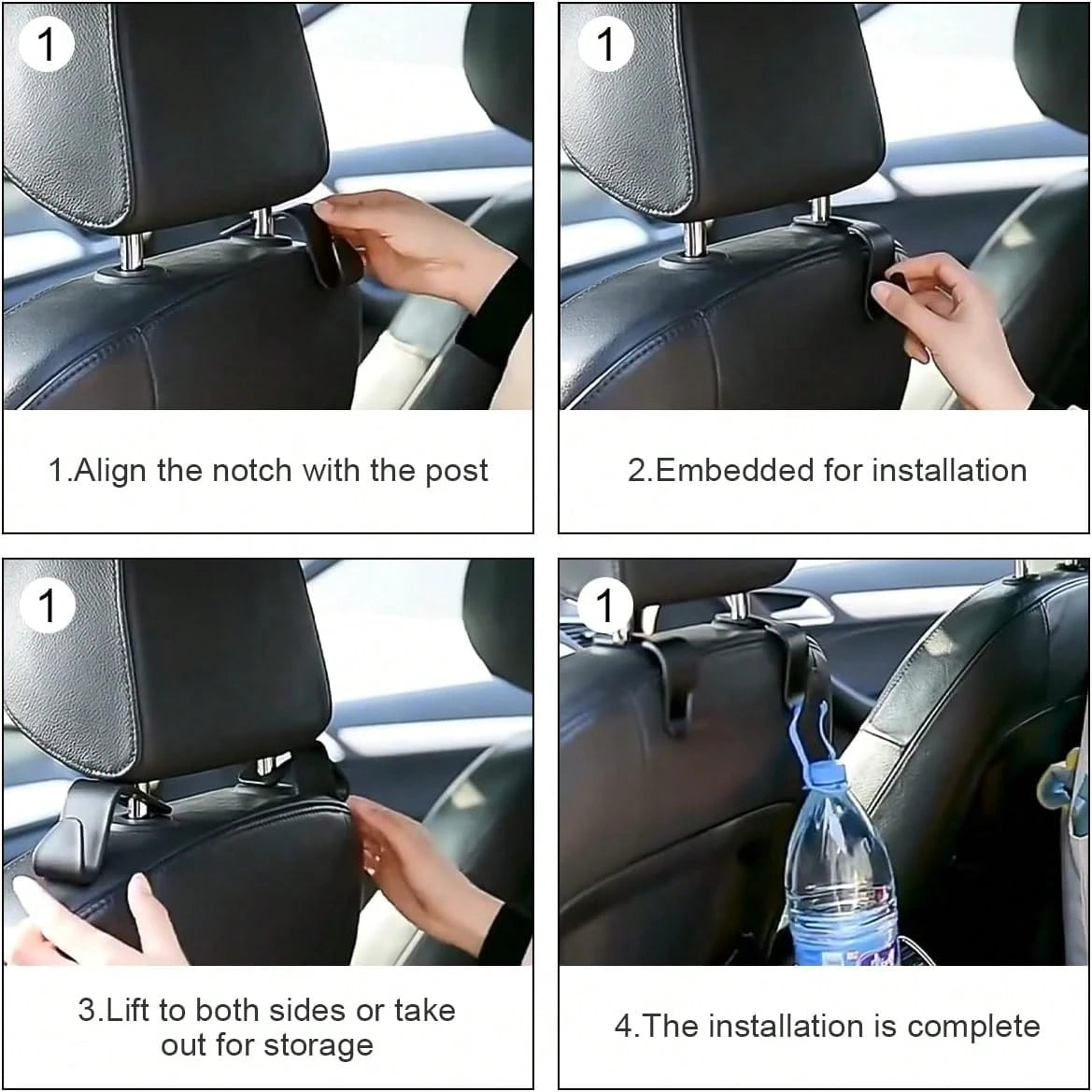 Car Interior 4pcs Glittering Car Hook, Car Seat Headrest Multifunctional Hook, Universal Car Interior Accessories, Crystal Rear Seat Rack For Men And Women Storage Finishing Bag, Car Accessories Car H