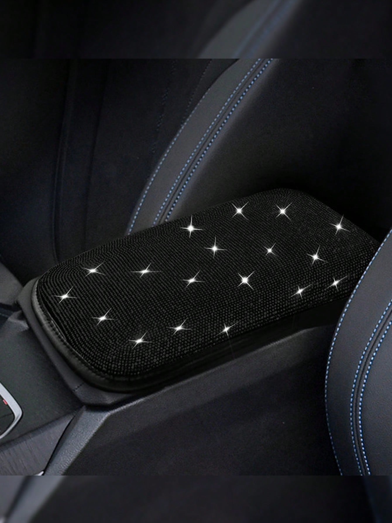 Car Interior Decor Creative Rhinestone Armrest Box Pad Full Rhinestone Armrest Protector Cover Hot-Stamping Rhinestone Universal Armrest Pad