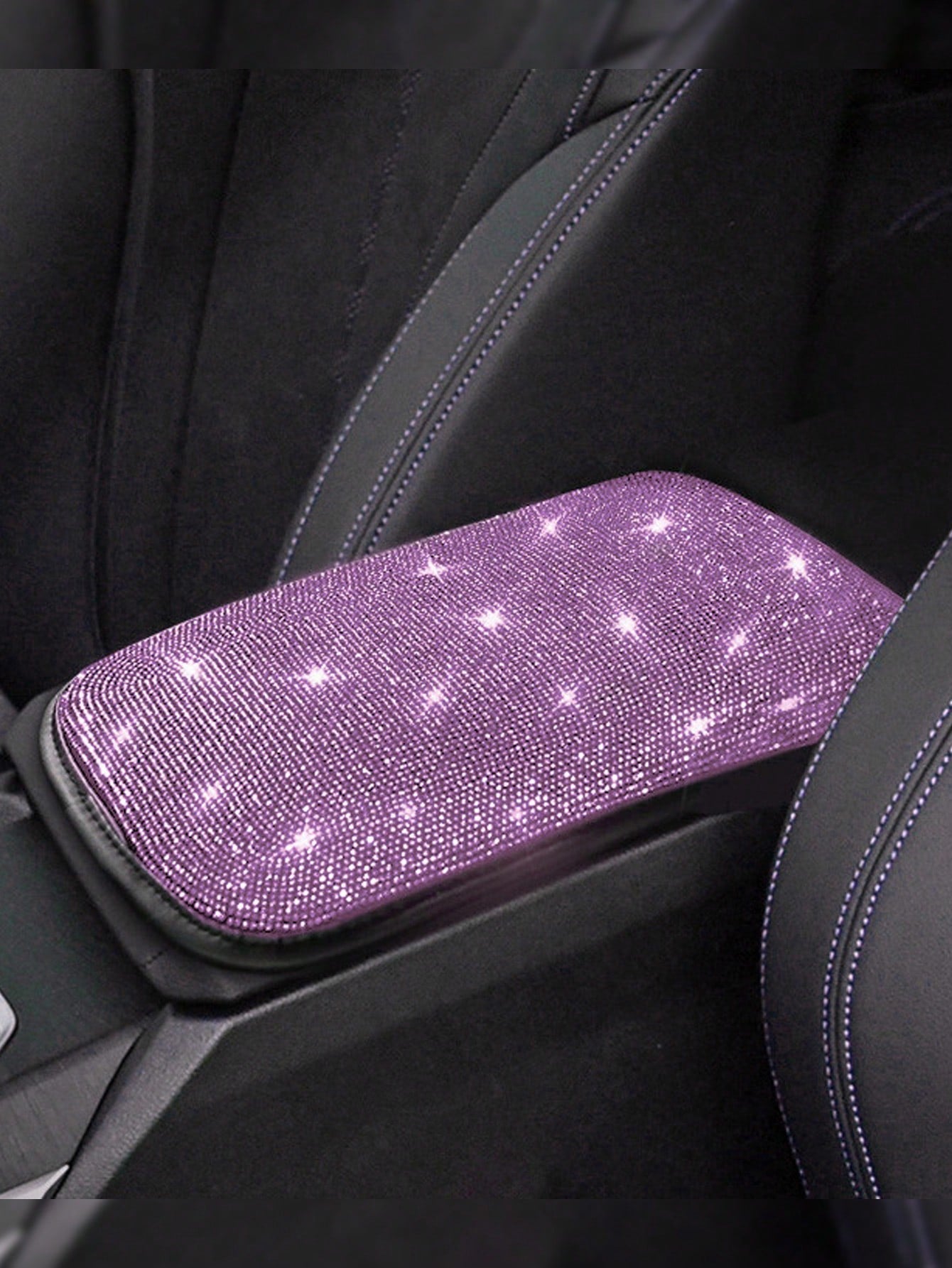 Car Interior Decor Creative Rhinestone Armrest Box Pad Full Rhinestone Armrest Protector Cover Hot-Stamping Rhinestone Universal Armrest Pad