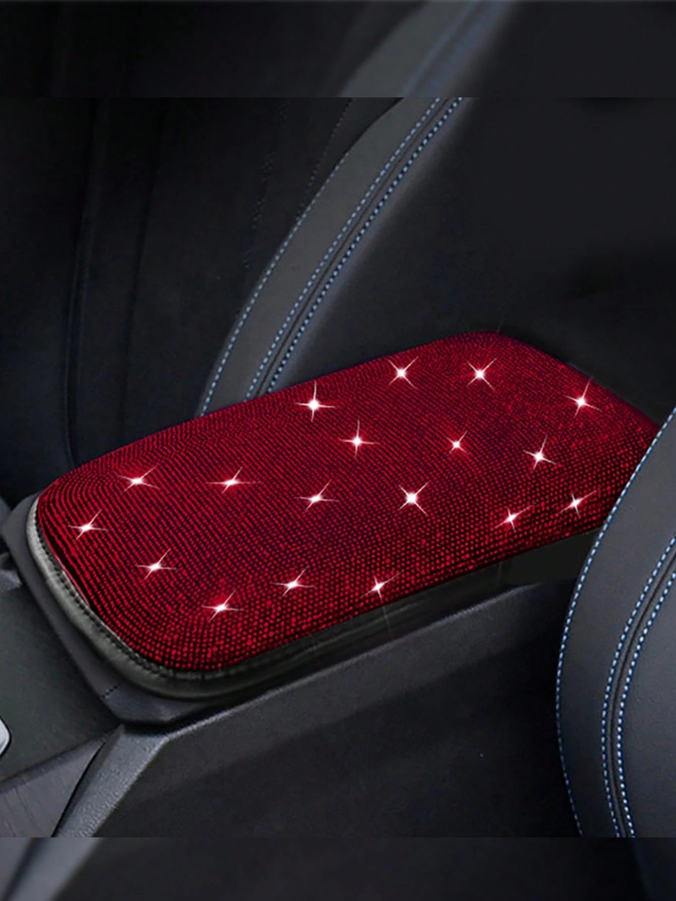 Car Interior Decor Creative Rhinestone Armrest Box Pad Full Rhinestone Armrest Protector Cover Hot-Stamping Rhinestone Universal Armrest Pad
