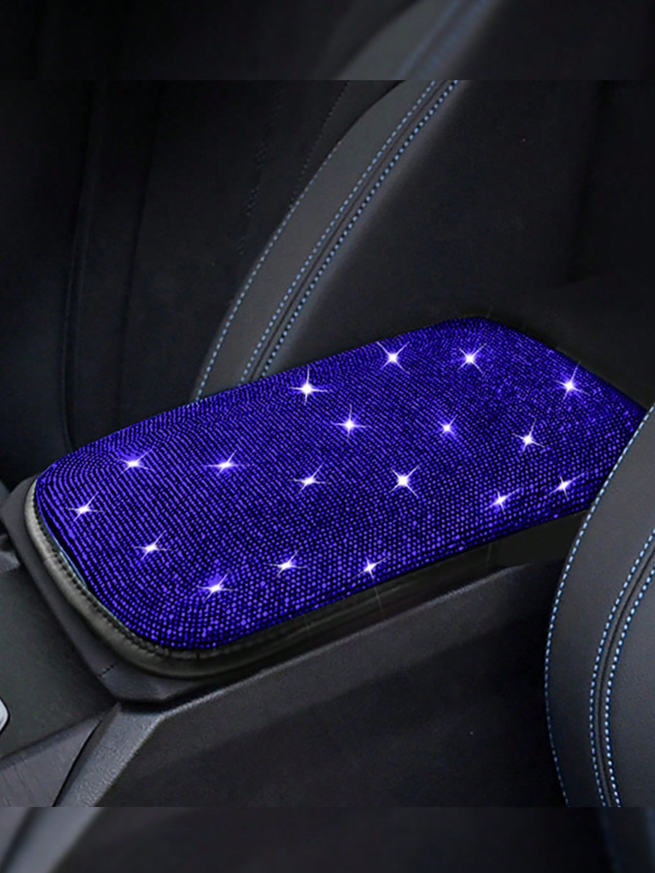 Car Interior Decor Creative Rhinestone Armrest Box Pad Full Rhinestone Armrest Protector Cover Hot-Stamping Rhinestone Universal Armrest Pad