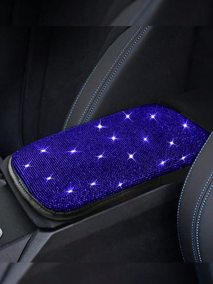 Car Interior Decor Creative Rhinestone Armrest Box Pad Full Rhinestone Armrest Protector Cover Hot-Stamping Rhinestone Universal Armrest Pad
