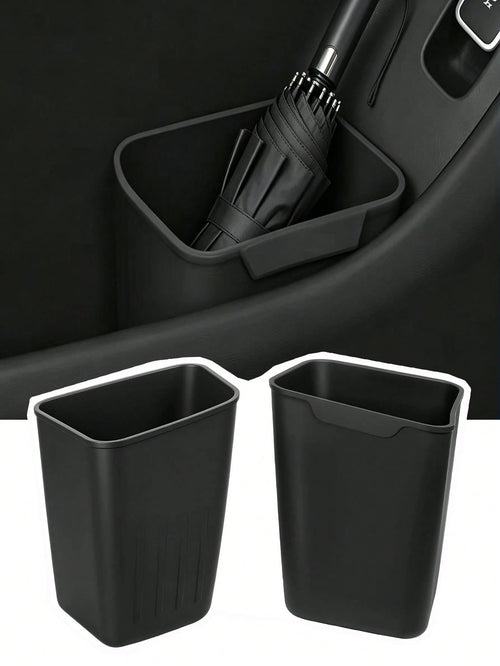 Car Interior Storage Box, Black Silicone Car Door Side Organizer With Umbrella Holder And Trash Can, Car Accessories (Black)