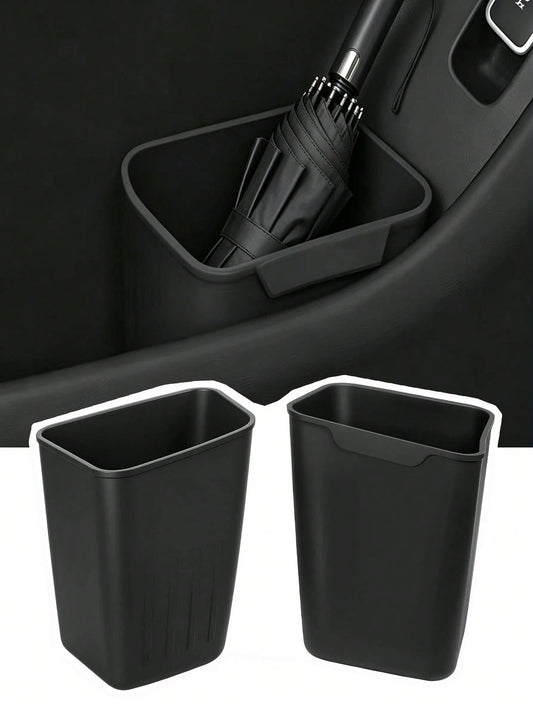 Car Interior Storage Box, Black Silicone Car Door Side Organizer With Umbrella Holder And Trash Can, Car Accessories (Black)