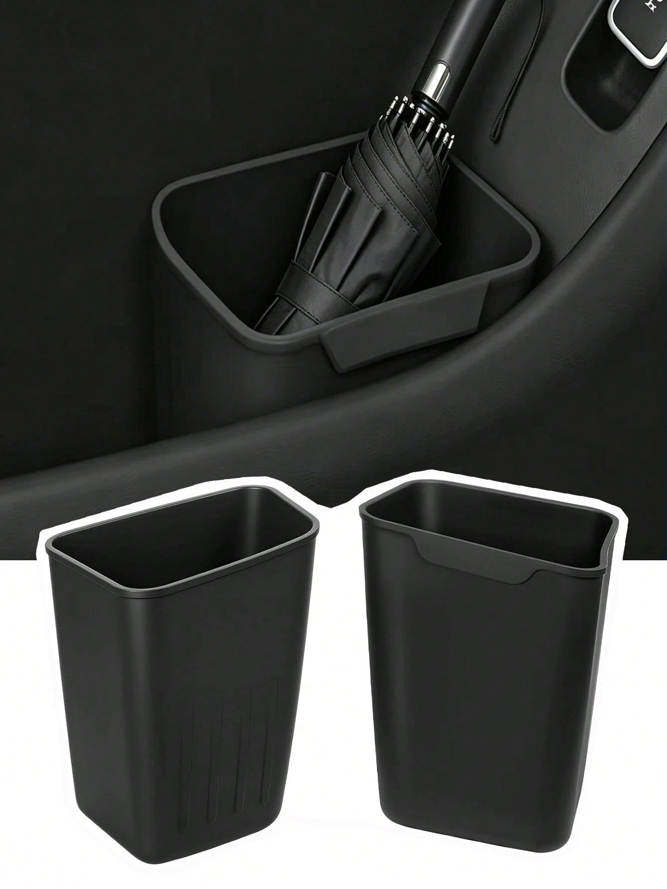 Car Interior Storage Box, Black Silicone Car Door Side Organizer With Umbrella Holder And Trash Can, Car Accessories (Black)
