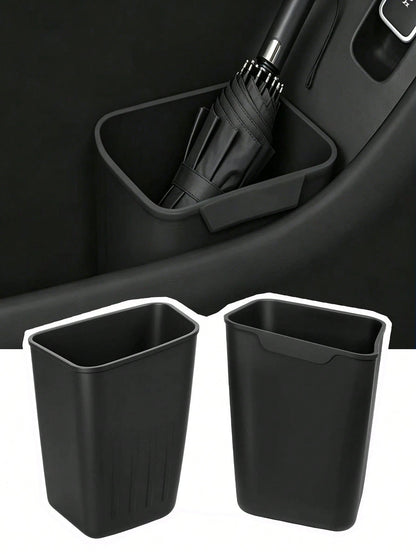 Car Interior Storage Box, Black Silicone Car Door Side Organizer With Umbrella Holder And Trash Can, Car Accessories (Black)