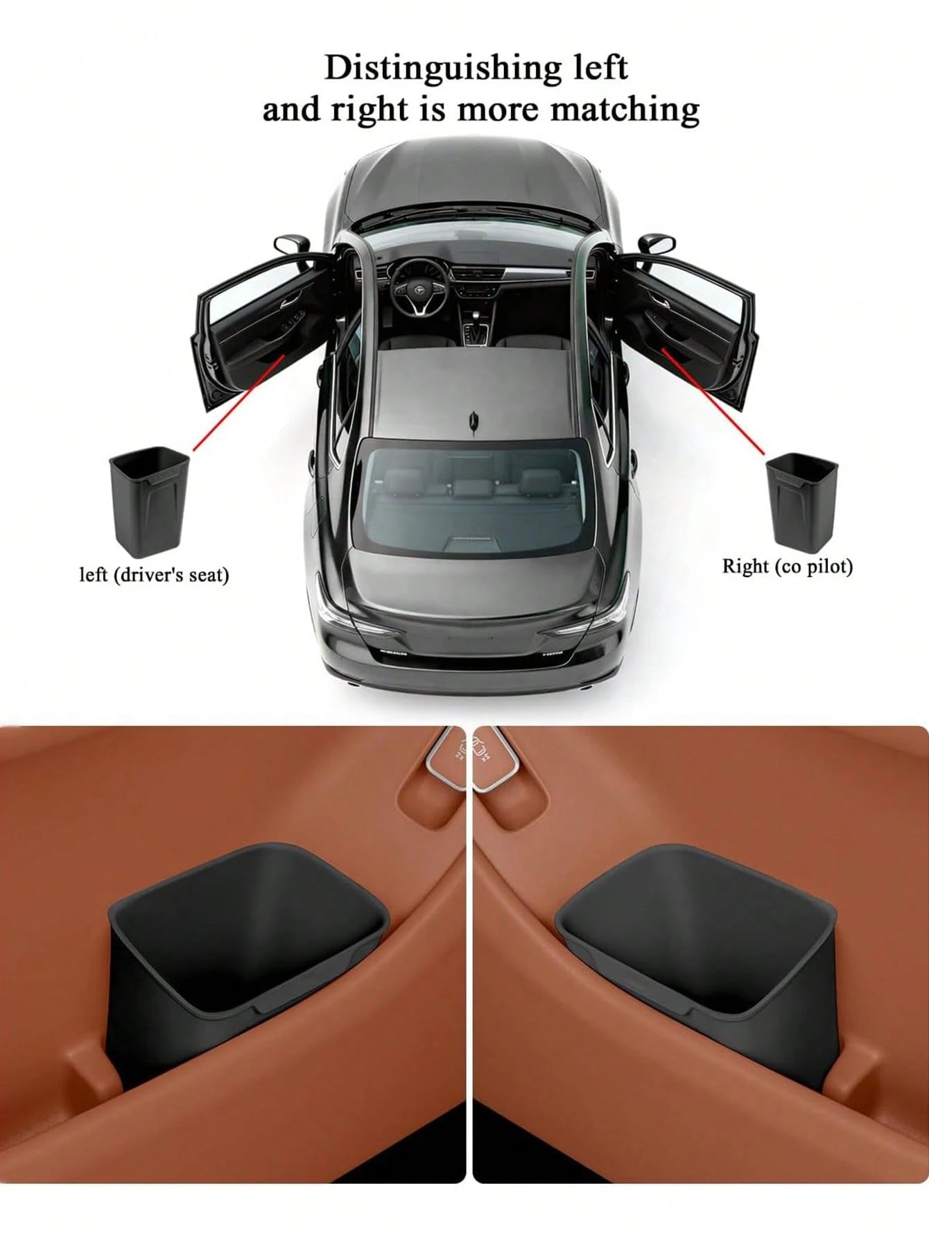 Car Interior Storage Box, Black Silicone Car Door Side Organizer With Umbrella Holder And Trash Can, Car Accessories (Black)