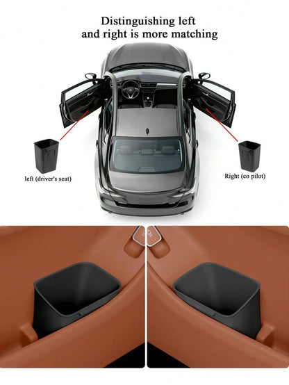 Car Interior Storage Box, Black Silicone Car Door Side Organizer With Umbrella Holder And Trash Can, Car Accessories (Black)