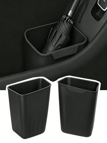 Car Interior Storage Box, Black Silicone Car Door Side Organizer With Umbrella Holder And Trash Can, Car Accessories (Black)