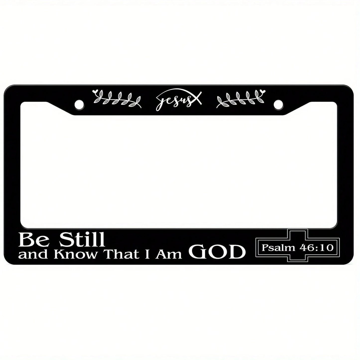 Car K, Stainless Steel "Know That I Am God Quietly" License Plate Frame- Psalm 46:10 Inspirational Design, Suitable For Standard US And Canadian License Plates, 6.3x 12.2inch, With 2 Holes, Religiou