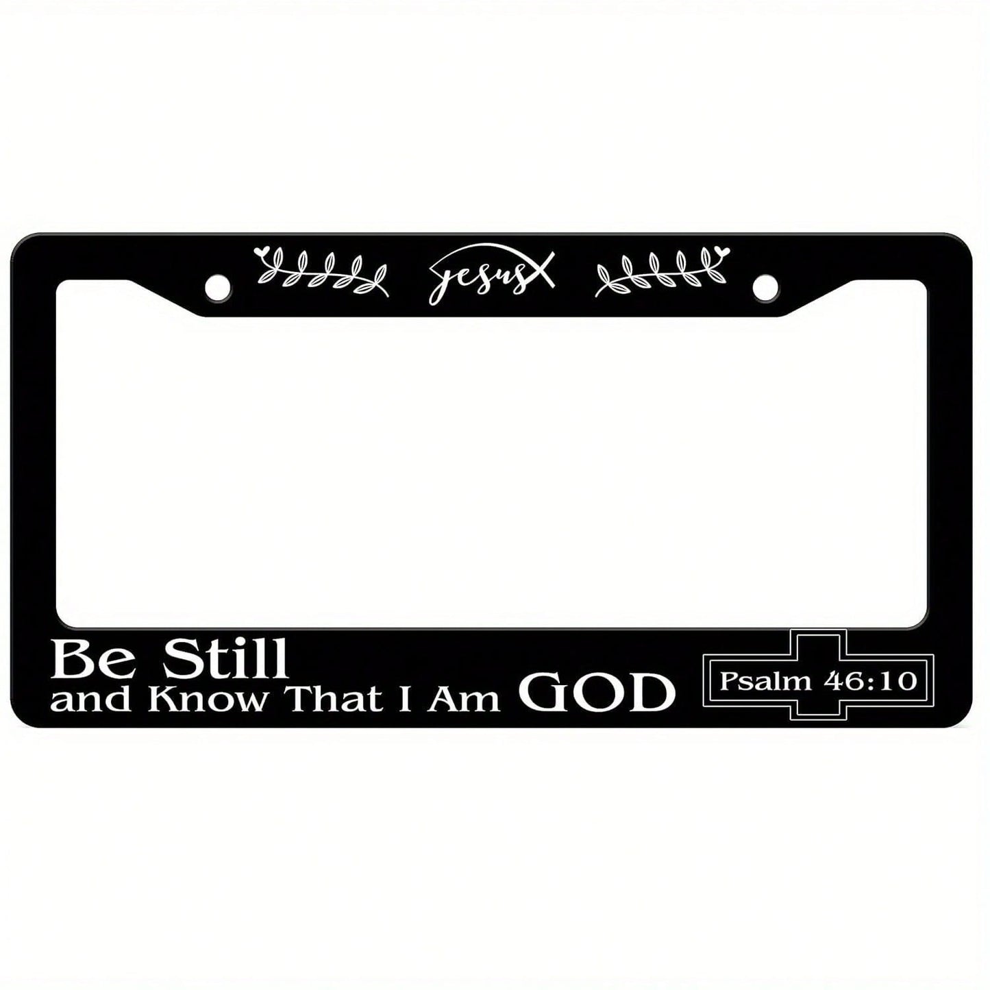Car K, Stainless Steel "Know That I Am God Quietly" License Plate Frame- Psalm 46:10 Inspirational Design, Suitable For Standard US And Canadian License Plates, 6.3x 12.2inch, With 2 Holes, Religiou