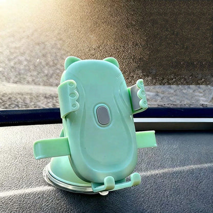 Car Phone Holder One Hand Release Automatic Clamping Suction Cup Base Adjustable Phone Mount For Car Truck SUV Dashboard Windshield