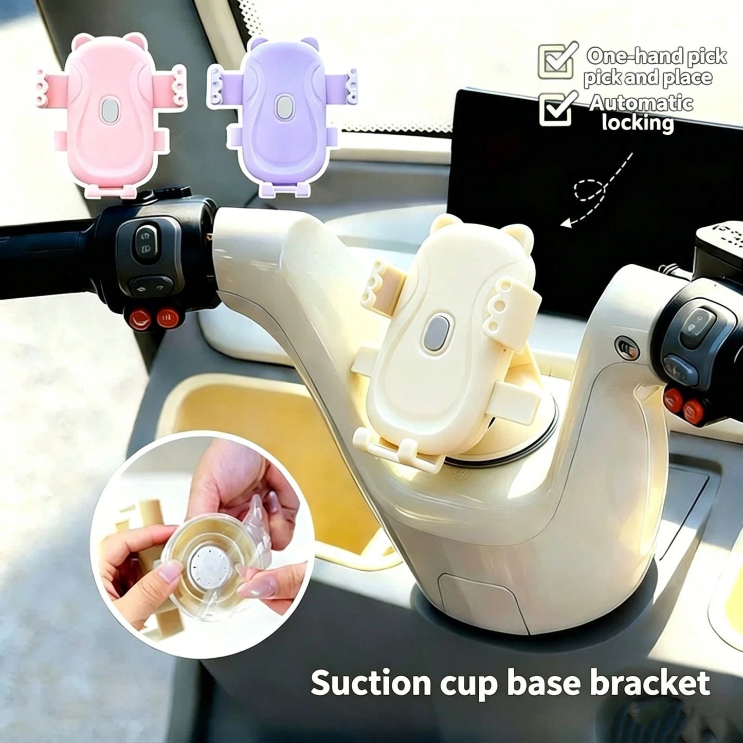 Car Phone Holder One Hand Release Automatic Clamping Suction Cup Base Adjustable Phone Mount For Car Truck SUV Dashboard Windshield
