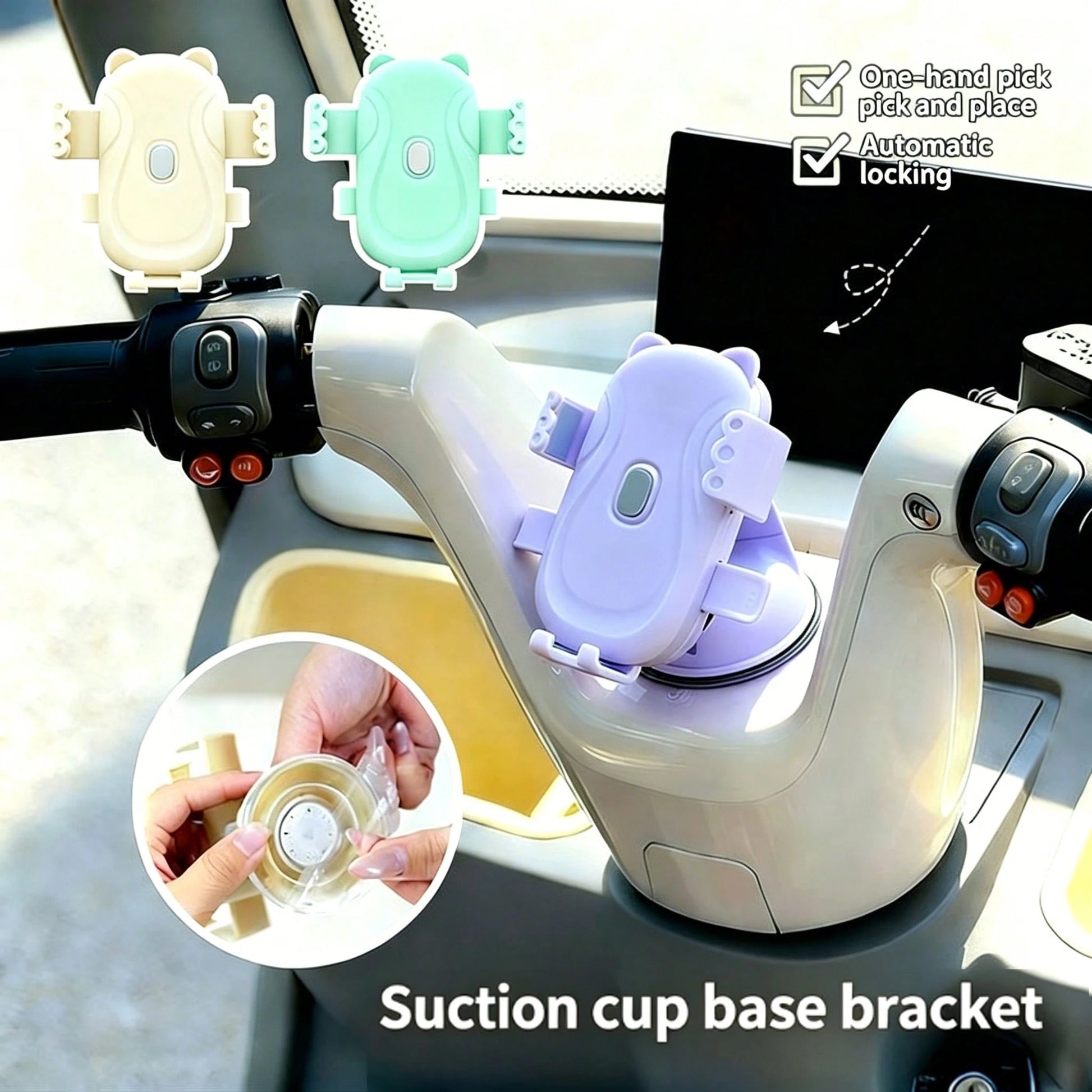 Car Phone Holder One Hand Release Automatic Clamping Suction Cup Base Adjustable Phone Mount For Car Truck SUV Dashboard Windshield