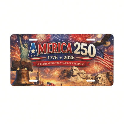 Car Plate For Decorative Purposes Only- 1 Piece 2D Flat Plate Designed For Men's And Women's License Plate Covers And Frames, 250th Anniversary American Front License Plate, Aluminum Decorative Plate