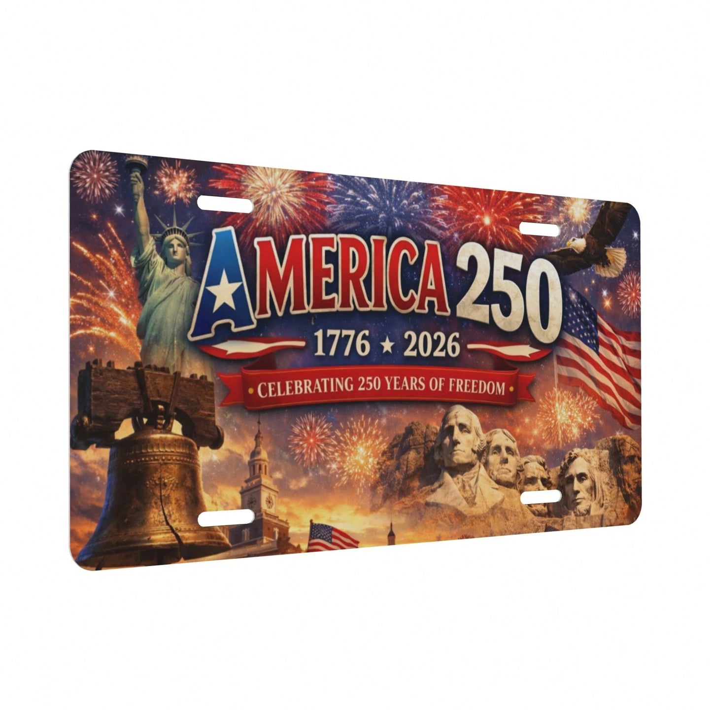 Car Plate For Decorative Purposes Only- 1 Piece 2D Flat Plate Designed For Men's And Women's License Plate Covers And Frames, 250th Anniversary American Front License Plate, Aluminum Decorative Plate