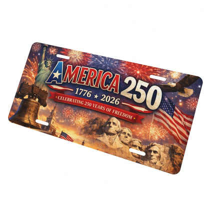 Car Plate For Decorative Purposes Only- 1 Piece 2D Flat Plate Designed For Men's And Women's License Plate Covers And Frames, 250th Anniversary American Front License Plate, Aluminum Decorative Plate