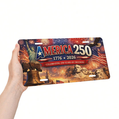 Car Plate For Decorative Purposes Only- 1 Piece 2D Flat Plate Designed For Men's And Women's License Plate Covers And Frames, 250th Anniversary American Front License Plate, Aluminum Decorative Plate