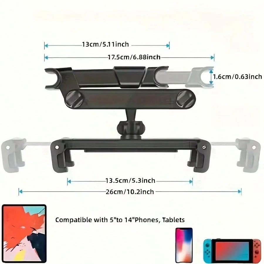 Car Rear Headrest Tablet And Phone Stand| Durable ABS Material, Headrest Mounting Type Compatible With IPhone, Android Phone, Gift For Birthday, Family, Friends Gifts Birthday Driving Car Accessories