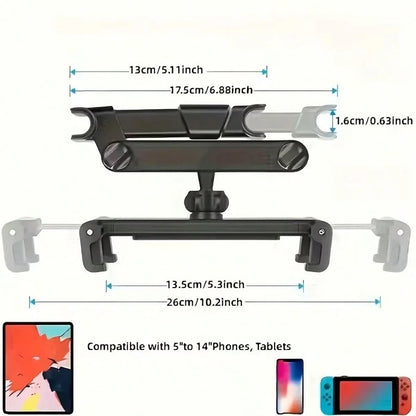 Car Rear Headrest Tablet And Phone Stand| Durable ABS Material, Headrest Mounting Type Compatible With IPhone, Android Phone, Gift For Birthday, Family, Friends Gifts Birthday Driving Car Accessories