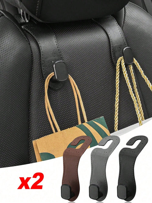 Car Seat Back Storage Hooks, Hidden Metal Hook Design- Made Of Rubber Leather Material, Suitable For Various Car Models