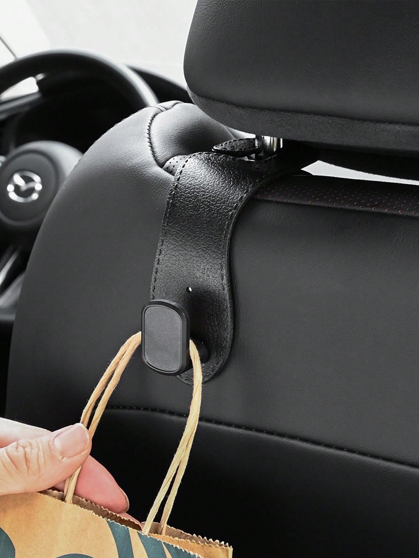Car Seat Back Storage Hooks, Hidden Metal Hook Design- Made Of Rubber Leather Material, Suitable For Various Car Models