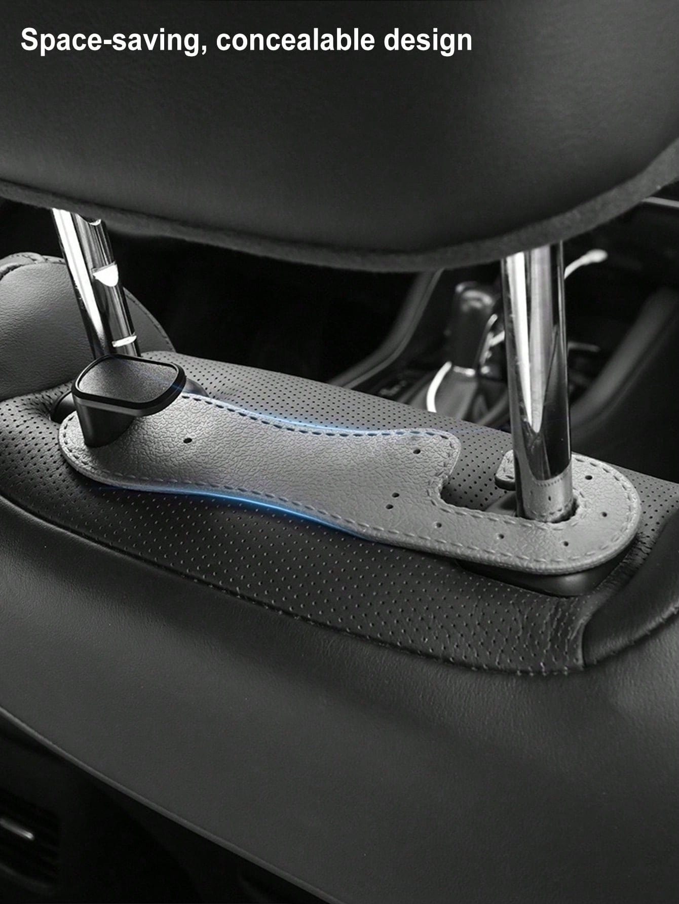 Car Seat Back Storage Hooks, Hidden Metal Hook Design- Made Of Rubber Leather Material, Suitable For Various Car Models