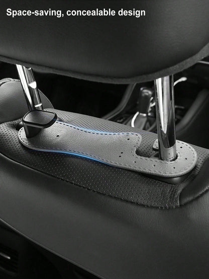 Car Seat Back Storage Hooks, Hidden Metal Hook Design- Made Of Rubber Leather Material, Suitable For Various Car Models
