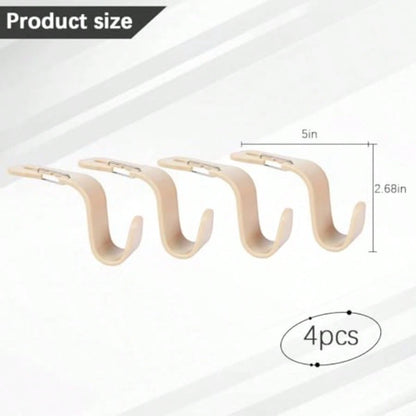 Car Seat Headrest Hook, 4PCS Vehicle Seat Back Hanger Hook With Metal Lock, Multifunctional Auto Interior Purse Handbag Storage Organizer Accessories, Universal For SUV RV Truck Beige