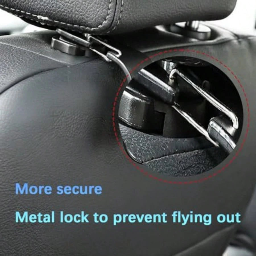 Car Seat Headrest Hook, 4PCS Vehicle Seat Back Hanger Hook With Metal Lock, Multifunctional Auto Interior Purse Handbag Storage Organizer Accessories, Universal For SUV RV Truck Beige