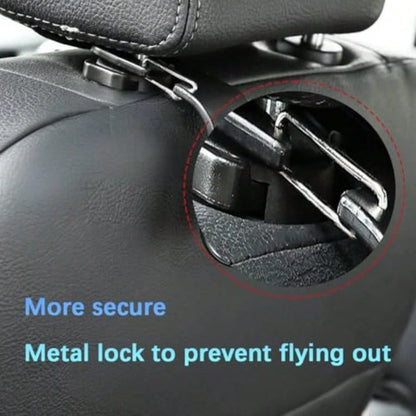 Car Seat Headrest Hook, 4PCS Vehicle Seat Back Hanger Hook With Metal Lock, Multifunctional Auto Interior Purse Handbag Storage Organizer Accessories, Universal For SUV RV Truck Beige