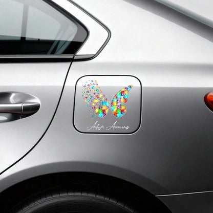 Car Stickers And Decals, Automotive Decals, Suitable For Rear Windshield, Fuel Tank Cap, And Car Doors, Colorful Butterfly With Sparkles And Name Decal, Car Accessories Window Decals Vinyl