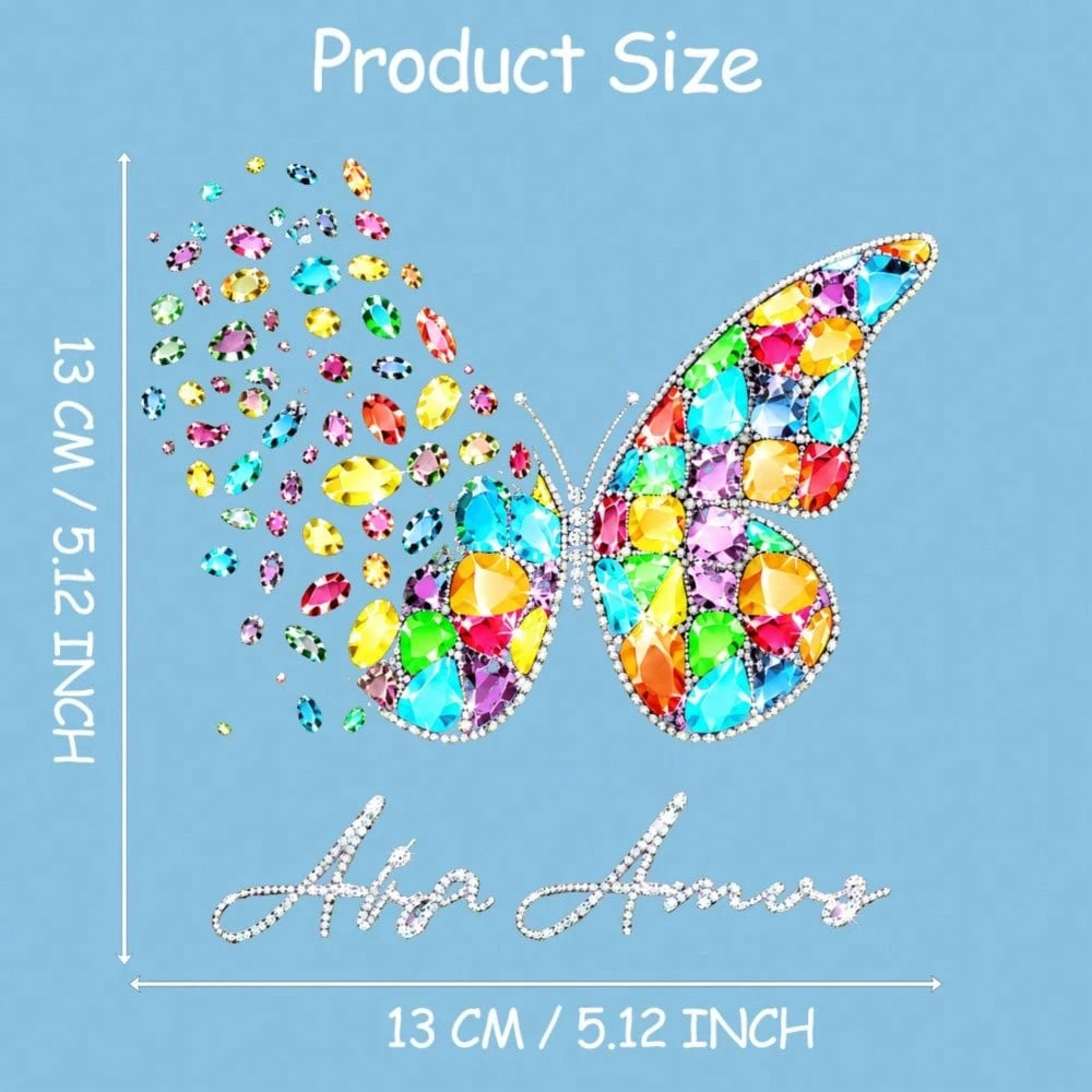 Car Stickers And Decals, Automotive Decals, Suitable For Rear Windshield, Fuel Tank Cap, And Car Doors, Colorful Butterfly With Sparkles And Name Decal, Car Accessories Window Decals Vinyl