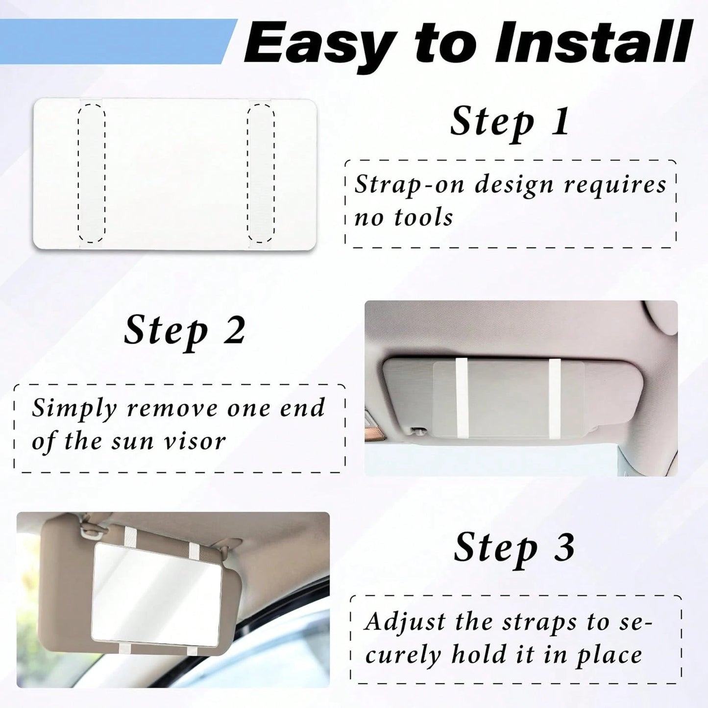 Car Sun Visor Mirror, Cosmetic Makeup Mirrors With Straps, HD Cars Interior Cosmetic Mirror, Car Accessories For Women Universal Sun Visor Mirrors For Trucks, Cars, SUVs,Car Acessesories,Car Decor,Car
