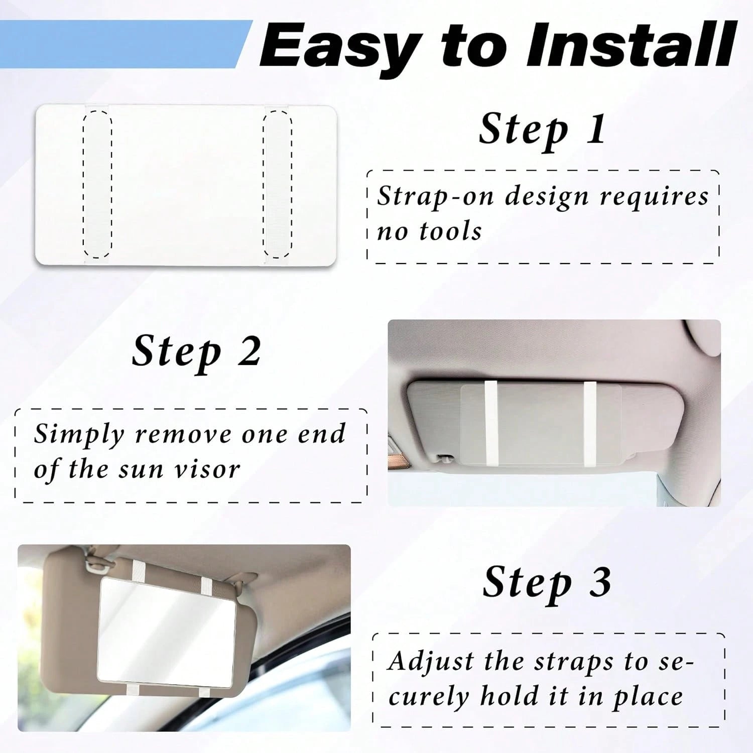 Car Sun Visor Mirror, Cosmetic Makeup Mirrors With Straps, HD Cars Interior Cosmetic Mirror, Car Accessories For Women Universal Sun Visor Mirrors For Trucks, Cars, SUVs,Car Acessesories,Car Decor,Car