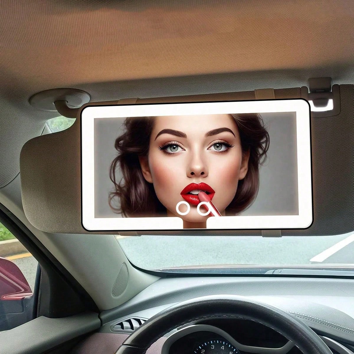 Car Sun Visor Vanity Mirror, Rechargeable Vehicle Makeup Mirror, Dimmable Touch Screen Cosmetic Mirror, Auto Travel Accessories, Universal For Most Cars